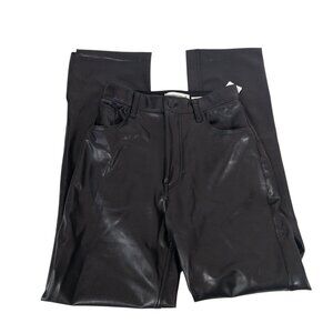 Abercrombie & Fitch Black Vegan Leather Pant SZ 26 90's Straight Ultra High Rise